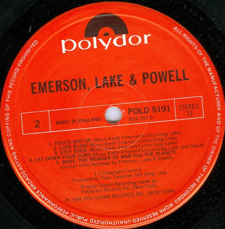 Emerson, Lake and Palmer Emerson, Lake and Powell [lp label b uk]